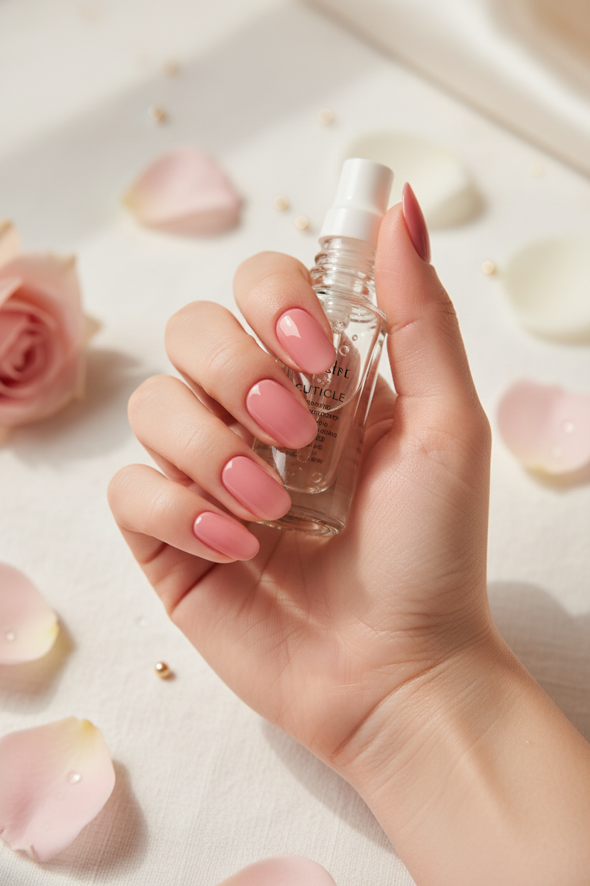 Press-On Nails with Rose Petals